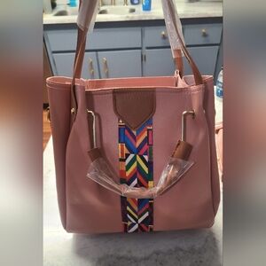 Pink Geometric Pattern Tote Bag